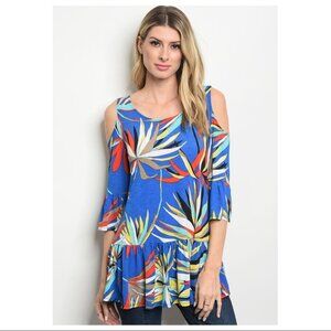 Cold Shoulder Printed Floral Top NEW